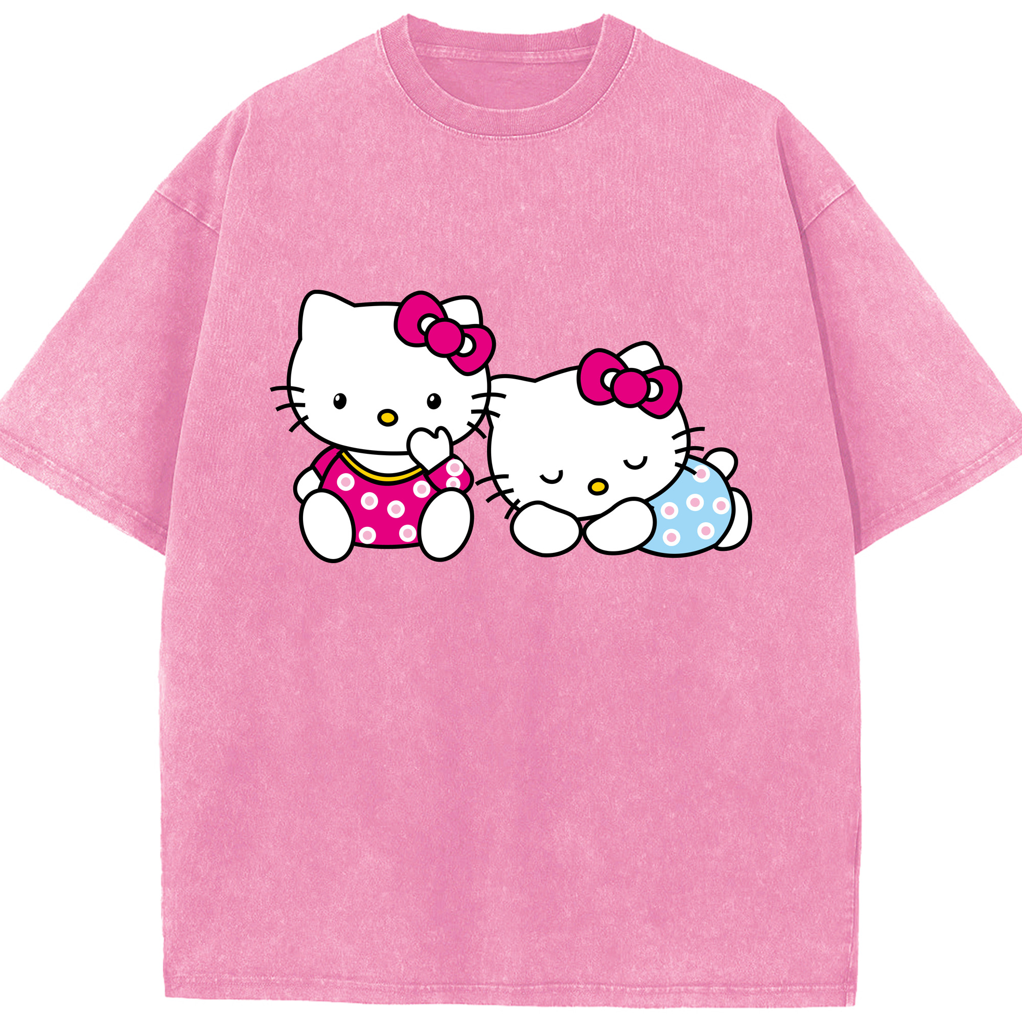 （画像用） Hello Kitty ハローキティ 綿100% ヴィンテージ風 半袖Tシャツ（フロントプリント）